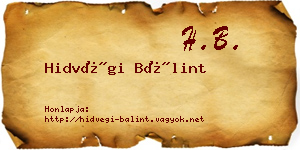 Hidvégi Bálint névjegykártya